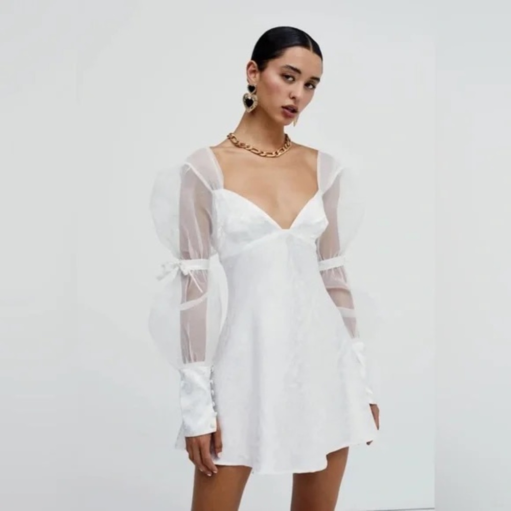 For Love & Lemons Gabrielle Mini Dress in White Size XL